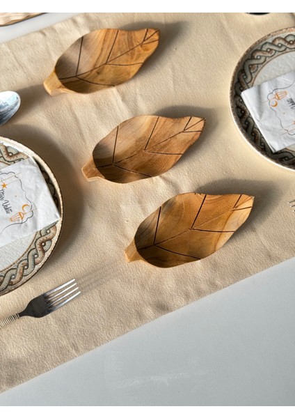 3'lü Bohem Dekoratif Ahşap Yaprak Model Düzenleyici Sunumluk modelleri