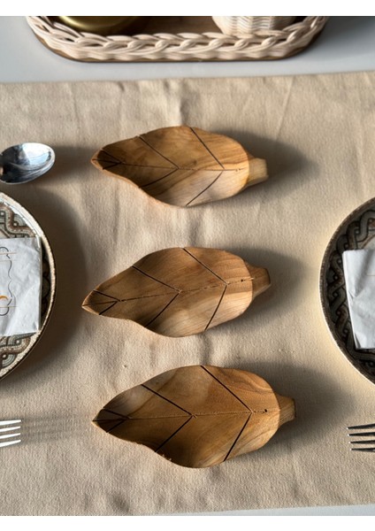 3'lü Bohem Dekoratif Ahşap Yaprak Model Düzenleyici Sunumluk fırsatları