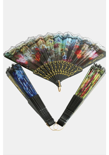 Wizard Çiçek Desenli Yelpaze-Siyah modelleri