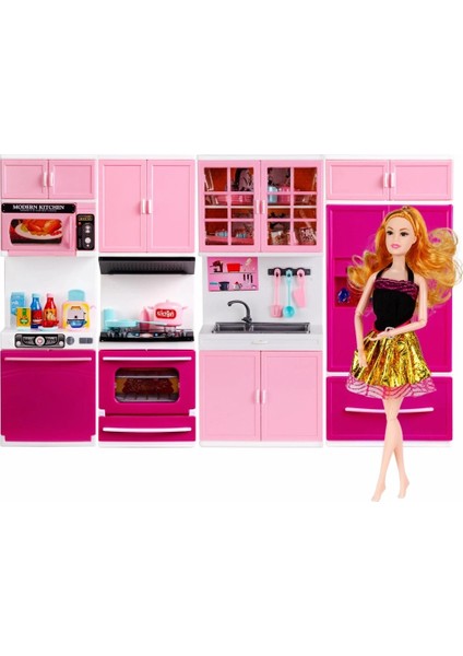 My Little Chefs Bebekli Işıklı ve Sesli Dört Sıra Mutfak Seti | Eğitici Oyun Seti | 3+ Yaş Rol Oyun