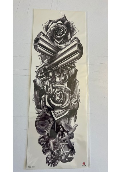 Silah 1 Hafta Kalıcı Tam Kol Kaplama Bacak Yapıştırma Geçici Dövme 46 cm