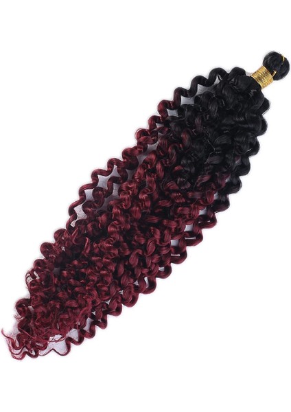 Afro Dalgası Saç / Siyah Kızıl Ombreli