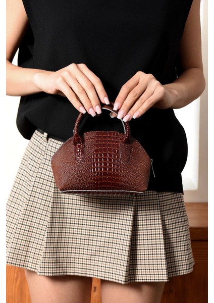 Lüks Mini Iguana Deri Baskılı El ve Omuz Çantası fiyatları