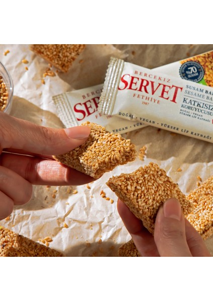 Servet Şeker İlavesiz Susam Krokan Bar 120 gr (6 x 20 gr) fırsatları