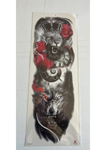 Aslan Kurt 1 Hafta Kalıcı Tam Kol Kaplama Bacak Yapıştırma Geçici Dövme 46 cm