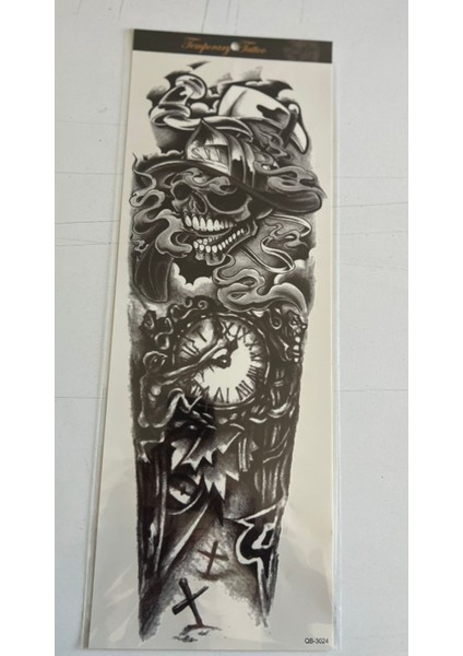 Iskelet Saat 1 Hafta Kalıcı Tam Kol Kaplama Bacak Yapıştırma Geçici Dövme 46 cm