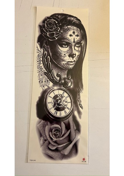 Gül Saat 1 Hafta Kalıcı Tam Kol Bacak Yapıştırma Geçici Dövme 46 cm