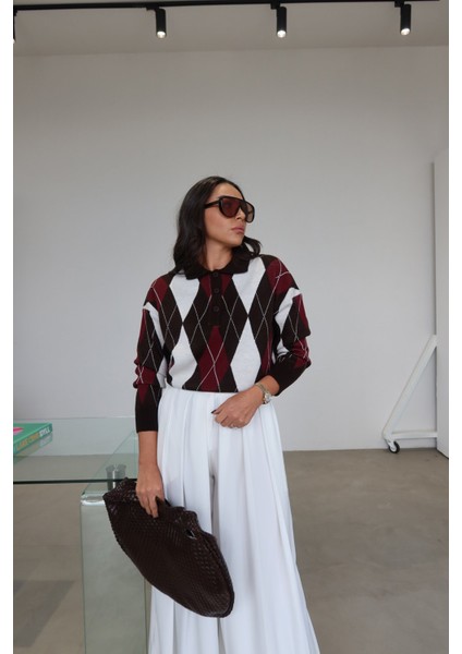 Polo Yaka Baklava Desen Kazak fiyatları