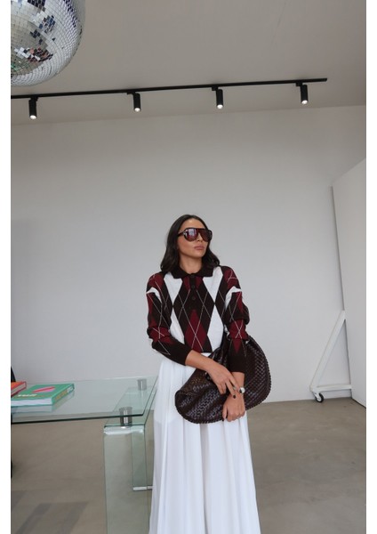 Polo Yaka Baklava Desen Kazak fırsatları