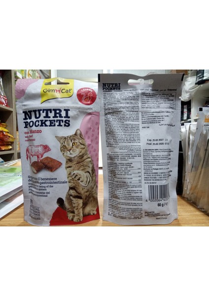 Gimcat Nutripockets Anti Hairball Kedi Ödülü Biftek Malt 60 gr 3 Adet+Tüy Yumağı Önleyici Malt