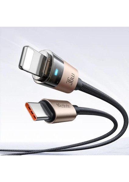 CA-6941 Type-C To Lightning 36W 1.2m Şeffaf Kablo Şarj Işıklı Şarj Kablosu fiyatları