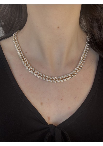 Gold Taşlı Vıp Zincir Kolye