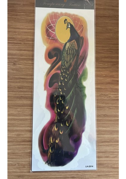 Tavus Kuşu 1 Hafta Kalıcı Tam Kol Bacak Yapıştırma Geçici Dövme 46 cm