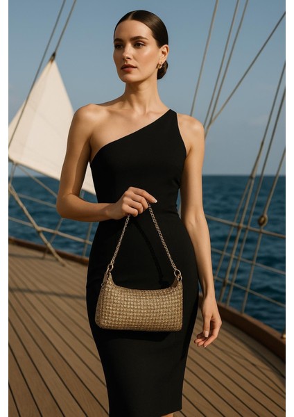 Lüks Aurora Luxe – Altın Işıltılı Örgü Çanta fırsatları