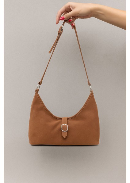 Bolanga Süet Vintage Omuz Çantası Taba