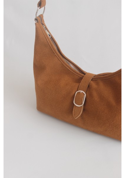 Bolanga Süet Vintage Omuz Çantası Taba