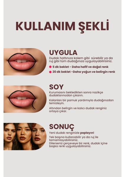 Soyulabilir Dudak Kalemi - Peel-Off Lip Tattoo, P03 modelleri