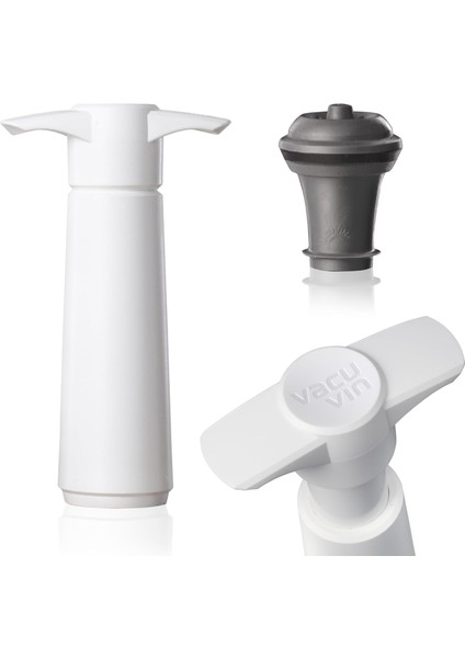 Vin Şarap Vakum Seti - 1 Pompa 1 Tıpa / Beyaz