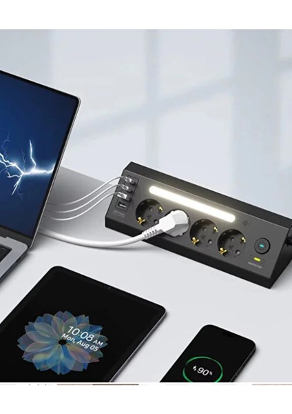 LP764 Çoklu Gece Lambalı Priz Yüksek Gerilim Korumalı 4'lü Priz 2xusb 2xtype-C Çıkışlı Grup Priz Çoğaltıcı indirimleri