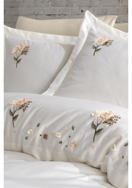 Narissa Nakışlı %100 Pamuk Saten Çift Kişilik Nevresim Takımı Ekru modelleri