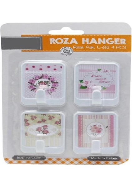 4 Lü Roza Yapışkanlı Askı 4,5X6CM