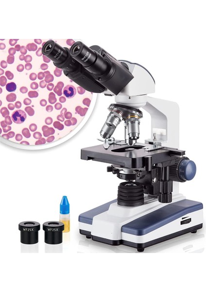2500X Büyütmeli 5mp USB Kamera Destekli Binoküler Dijital Biyolojik Mikroskop – LED Işıklı, Laboratuvar Tipi