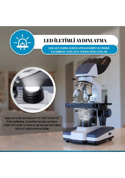 2500X Büyütmeli 5mp USB Kamera Destekli Binoküler Dijital Biyolojik Mikroskop – LED Işıklı, Laboratuvar Tipi fırsatları