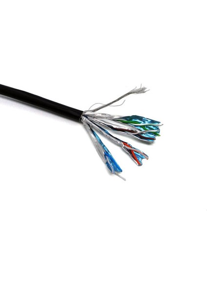 Cat7 100 Metre - Saf Bakır S/ftp AWG23 Pe Dış Mekan Data Kablosu Siyah