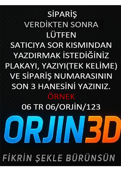 ORJIN3D Plaka Anahtarlık fiyatları