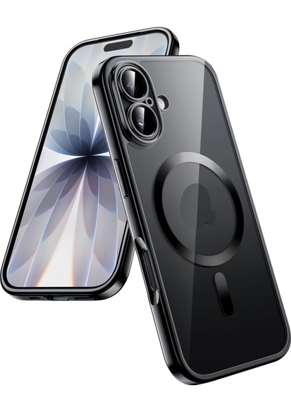 Apple iPhone 17 Kılıf Magsafe Wirelles Şarj Destekli Parlak Renkli Kenarlı Arkası Şeffaf Silikon