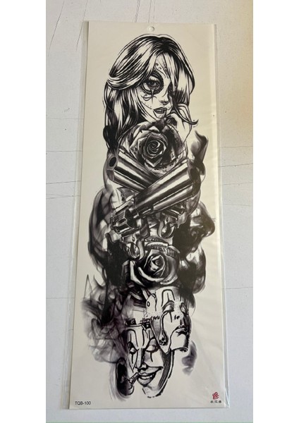 Silah 1 Hafta Kalıcı Tam Kol Bacak Yapıştırma Geçici Dövme 46 cm