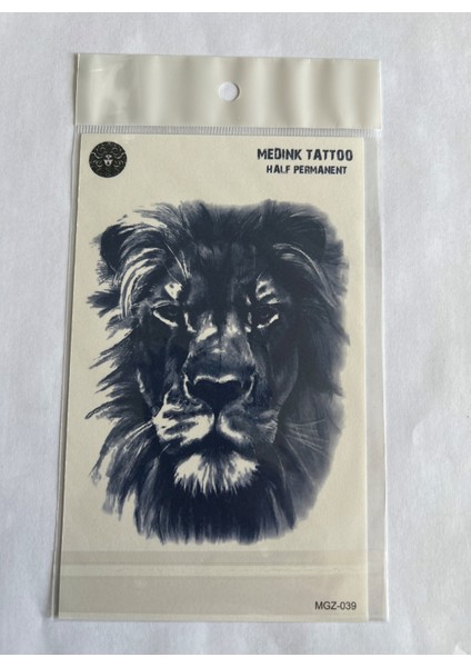 Aslan 18X11 cm Yarı Kalıcı Hayalet Geçici Dövme Yapıştırma Dövme