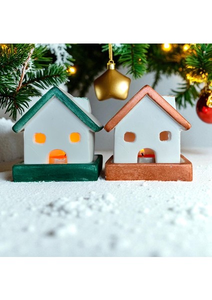 , Yılbaşı 2li Ev Mumluk, Beton Mumluk Seti, Dekoratif Ev, Tütsülük, Yılbaşı Hediyelik5 fiyatları