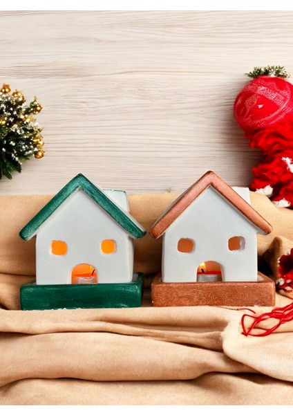 , Yılbaşı 2li Ev Mumluk, Beton Mumluk Seti, Dekoratif Ev, Tütsülük, Yılbaşı Hediyelik5 modelleri