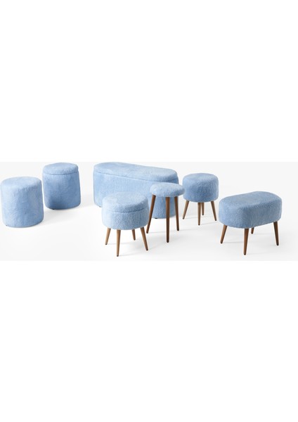 Teddy Bench ve Puff Seti Bebek Mavisi