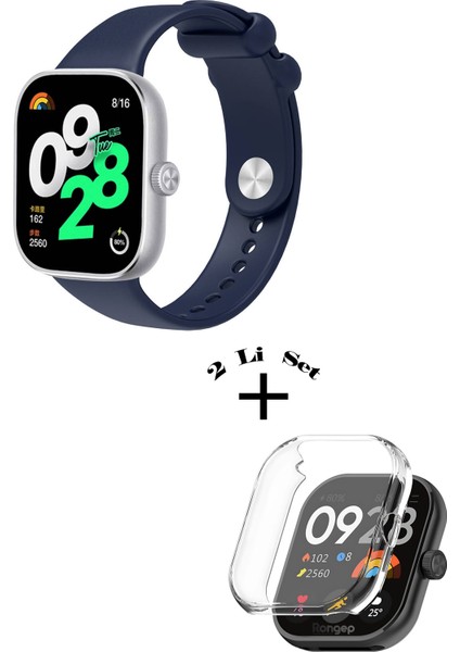 Xiaomi Redmi Watch 4 / 5 Uyumlu Yumuşak Silikon Kordon + Kasa ve Ekran Koruyucu