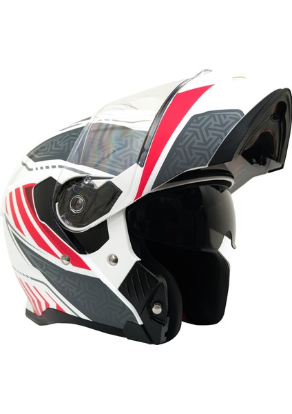 Gp My Helmet MKS002-WRG Güneş Vizörlü Şeffaf Çene Açılır Motosiklet Kaskı M modelleri