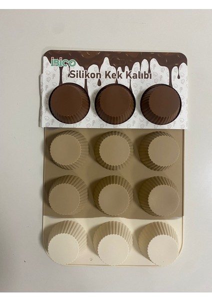 Ibico İ22-041 (Düz) (12Lİ & Mini ) (Silikon) Muffin Kek Kalıp ( Askılıklı )