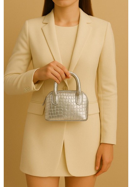 Mini El ve Omuz Çantası Timsah Deri Baskılı Berrak Çanta fiyatları