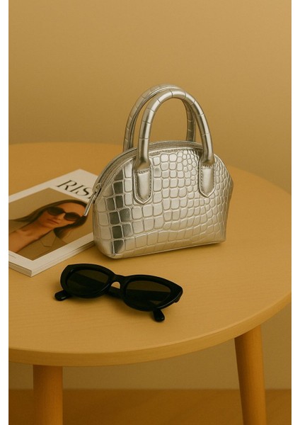 Mini El ve Omuz Çantası Timsah Deri Baskılı Berrak Çanta modelleri