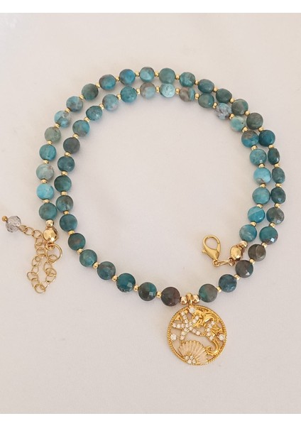 Özel Kesim Apatit Taşı Deniz Yıldızı Detay 43 Cm. Kolye modelleri