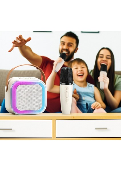 Karaoke Mikrofon Hoparlör Seti Bluetooth Profesyonel Ses Efektli 6 Saat Kesintisiz Kullanım 20W