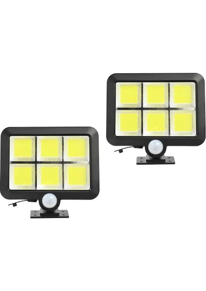 Güneş Enerjili 2'li Cob LED Projektör Lamba | Hareket Sensörlü | Su Geçirmez Dış Mekan Aydınlatma