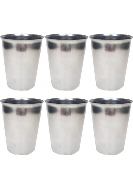 6 Adet Paslanmaz Çelik Krom Bardak 9 x 7,5 x 5,5cm