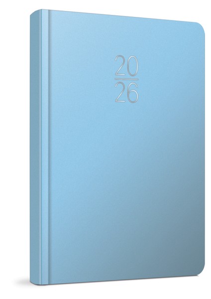 2026 100-ECK Iplik Dikişli - Sert Kapak 14X20 Günlük Beyaz Ajanda Mavi