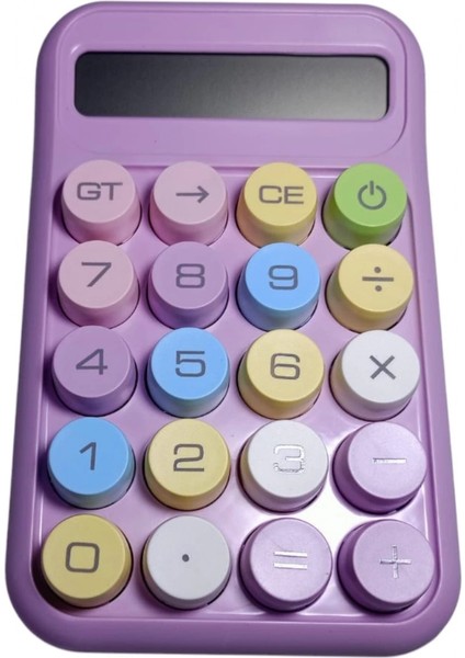 Pembe 10 Hane Renkli Yuvarlak Tuş Takımı Hesap Makinesi