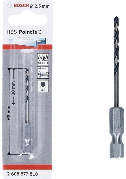 Pointteq Altıgen Şaftlı Hss Matkap Ucu 2,5 mm