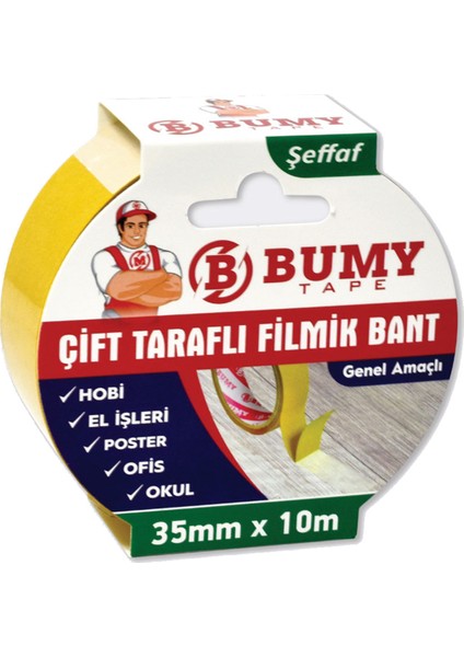 Çift Taraflı Filmik Bant 35MM x 10MT Şeffaf