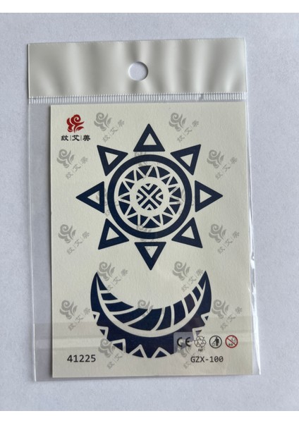 Ay Yıldız Minimal 11X8 cm Yarı Kalıcı Geçici Dövme Yapıştırma Dövme