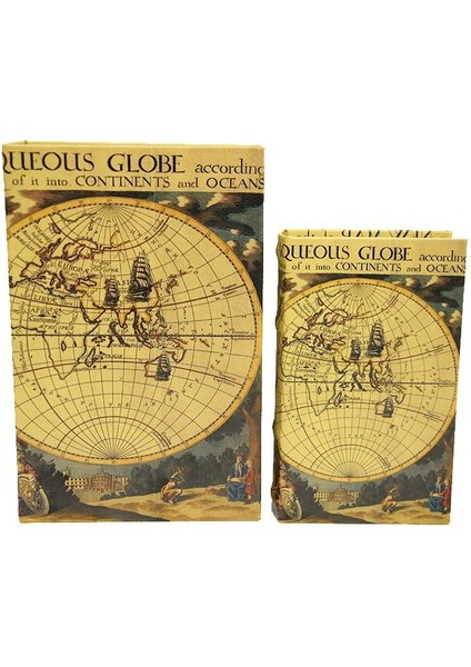 Kutu Kitap Harita 2'li Set Dekoratif Hediyelik indirimleri